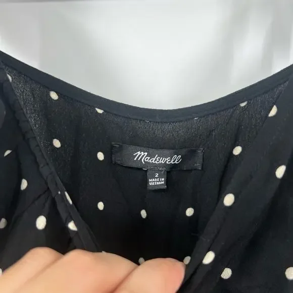 Madewell Ruffle-Front Wrap Jumpsuit in Grid Dot - Picture 4 of 9